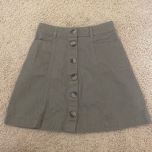 H & M skirt, size 0, army green with buttons down the front